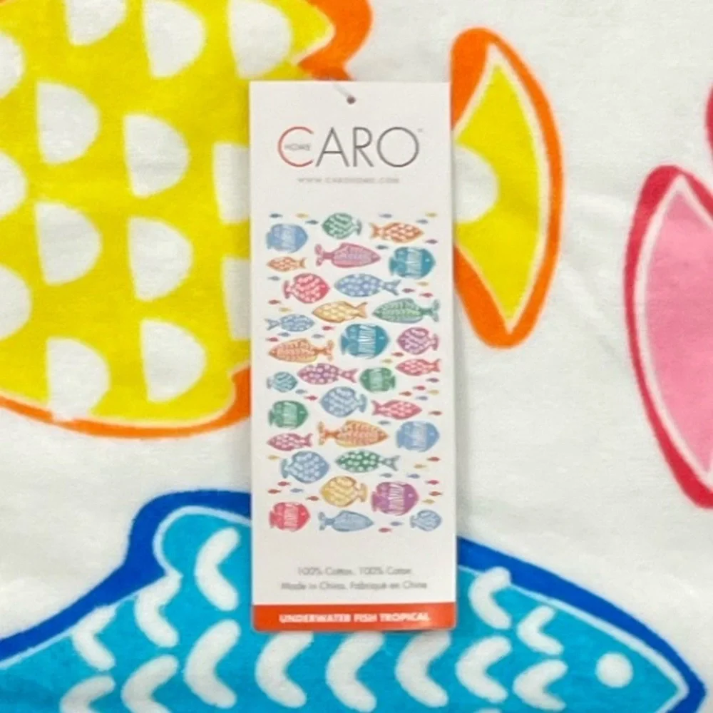 Caro - ‘Colorful Fish’ Beach Towel. 36” x 68”. NWT Firm! Last one!